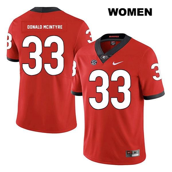 Georgia Bulldogs Women's Ian Donald-McIntyre #33 NCAA Legend Authentic Red Nike Stitched College Football Jersey JXR2656QG